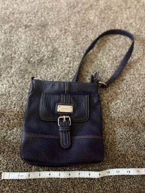 Nine West Deep Purple Plum Pebbled Crossbody Bag Silver Buckle Messenger Purse